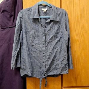 LOFT 3/4 sleeve tie-hem button-down